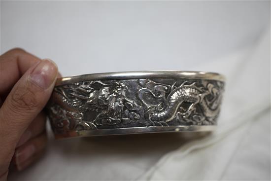 A late 19th/early 20th century Chinese silver oval butter dish and cover by Luen Wo, Shanghai, 5 oz.